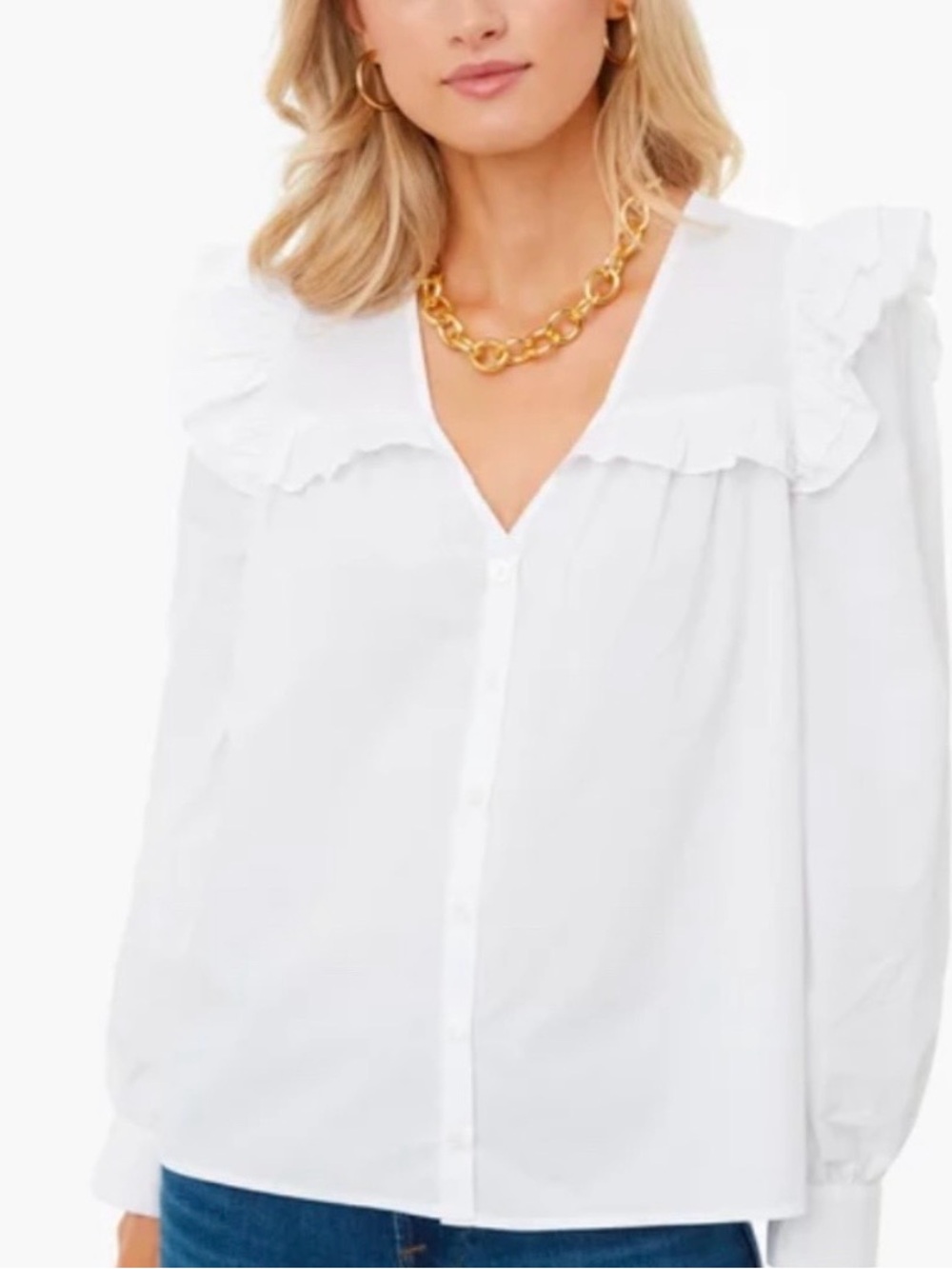 Pomander Place 100% Cotton Ellianna Ruffle Blouse